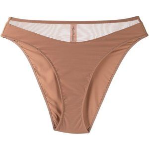 AGENT PROVOCATEUR Lucky high-leg mesh briefs in nude beige size 4 (US 12) NWT